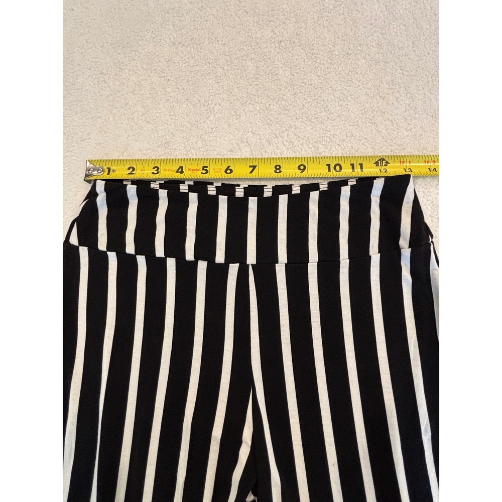 Charlotte Russe Black White Vertical Stripe Flare Leg Pants Medium High Rise - Picture 4 of 5